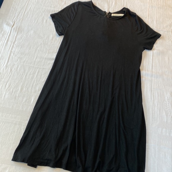 Dreamers Black t-shirt shift dress with key-hole lace up detail back. Size Med. - Picture 2 of 12